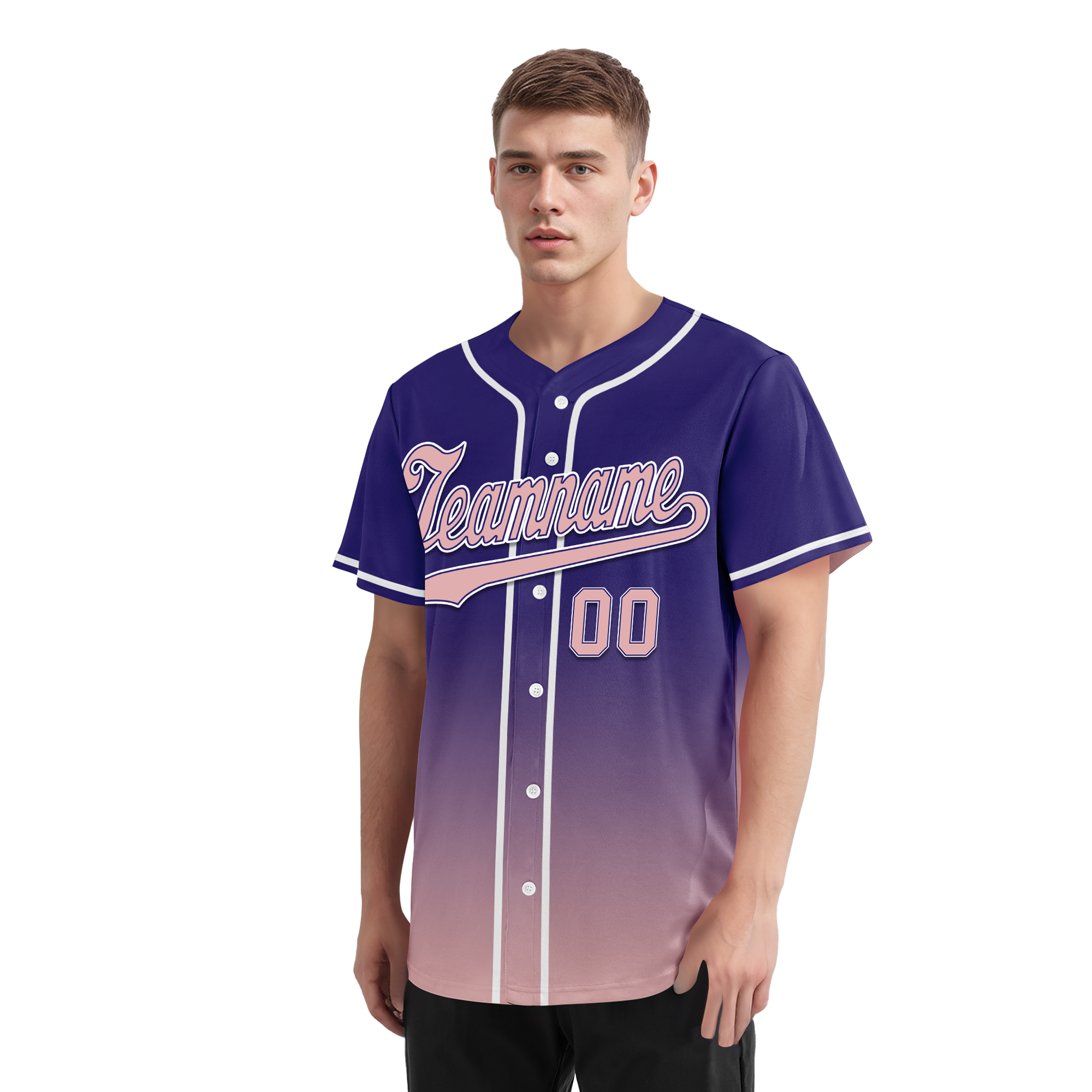 Custom Purple Pink Fade Fashion Personalized Authentic Baseball Jersey BSBJ01-D0a7070