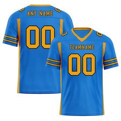 Custom Blue Yellow Striped Sleeves Personalized Authentic Football Jersey FBJ02-D06053