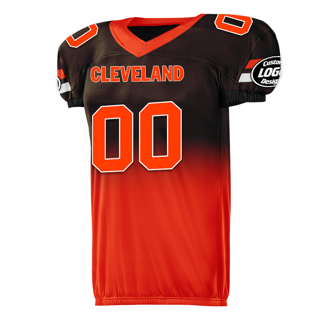 Custom Brown Orange Fade Fashion Cleveland High-Performance American Football Jersey FBJ06-D020252-8