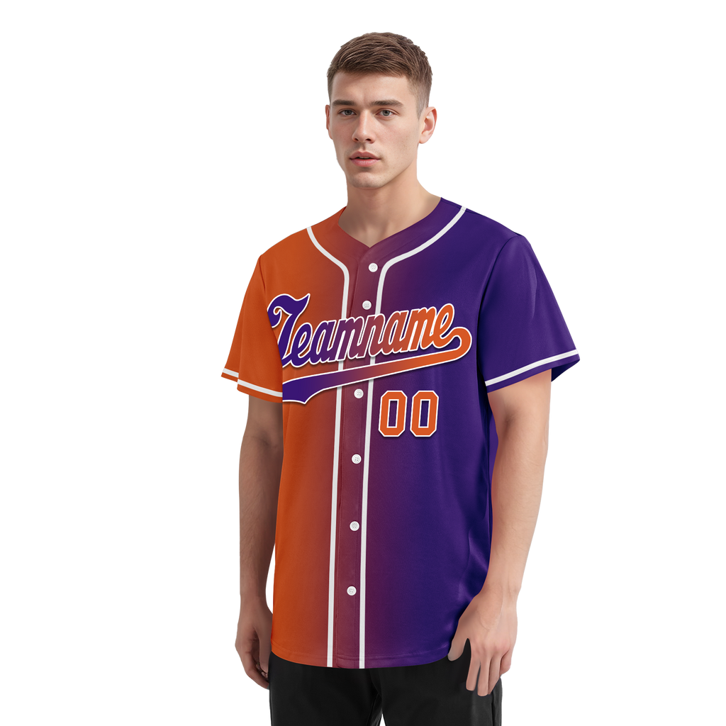 Custom Orange Purple Gradient Fashion Personalized Authentic Baseball Jersey BSBJ01-D0a7a08