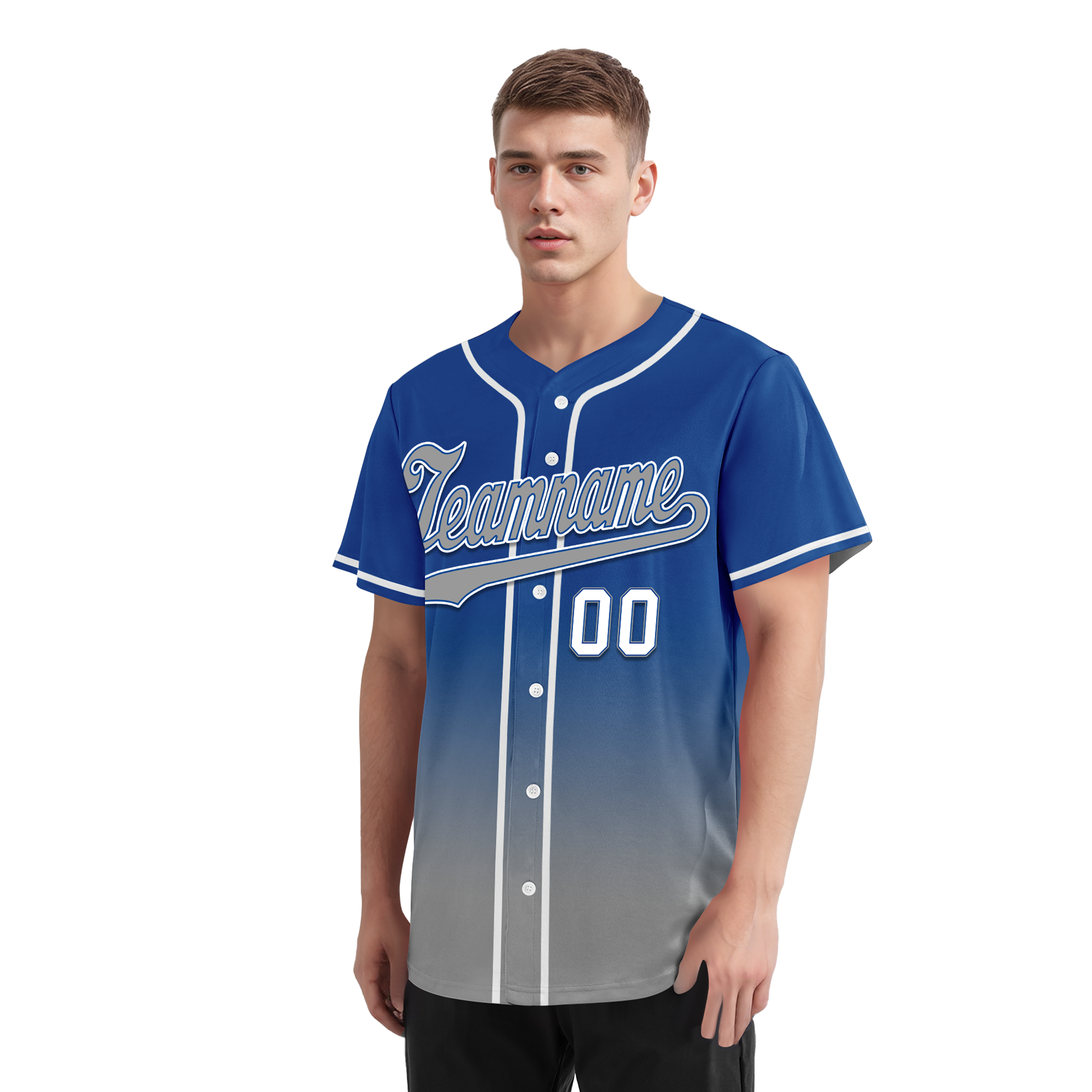 Custom Blue Grey Fade Fashion Personalized Authentic Baseball Jersey BSBJ01-D0a70bf