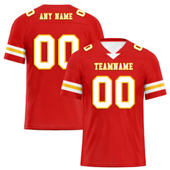 Custom Red Yellow Kansas City Personalized Authentic Football Jersey FBJ02-E0601-2