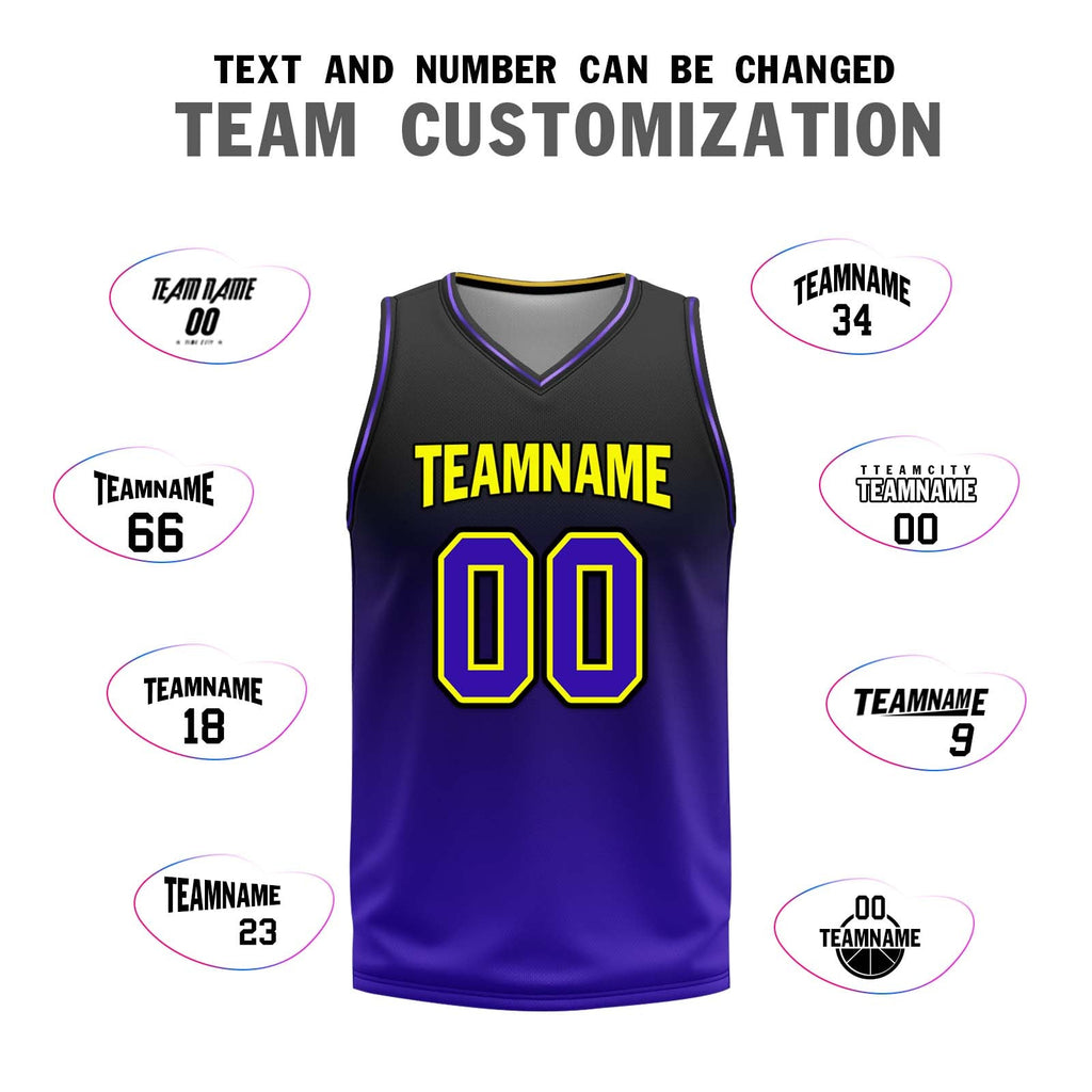 Custom Black Purple Los Angeles City Edition Personalized Reversible Basketball Set Sports Basketball Jersey BBJ01R-D0610-14-COOLMAX