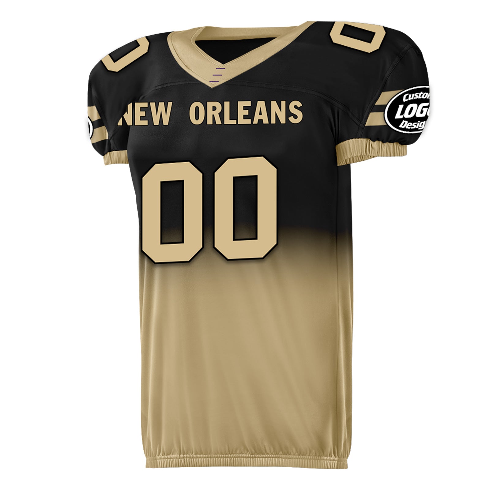Custom Black Gold Fade Fashion New Orleans High-Performance American Football Jersey FBJ06-D020252-19