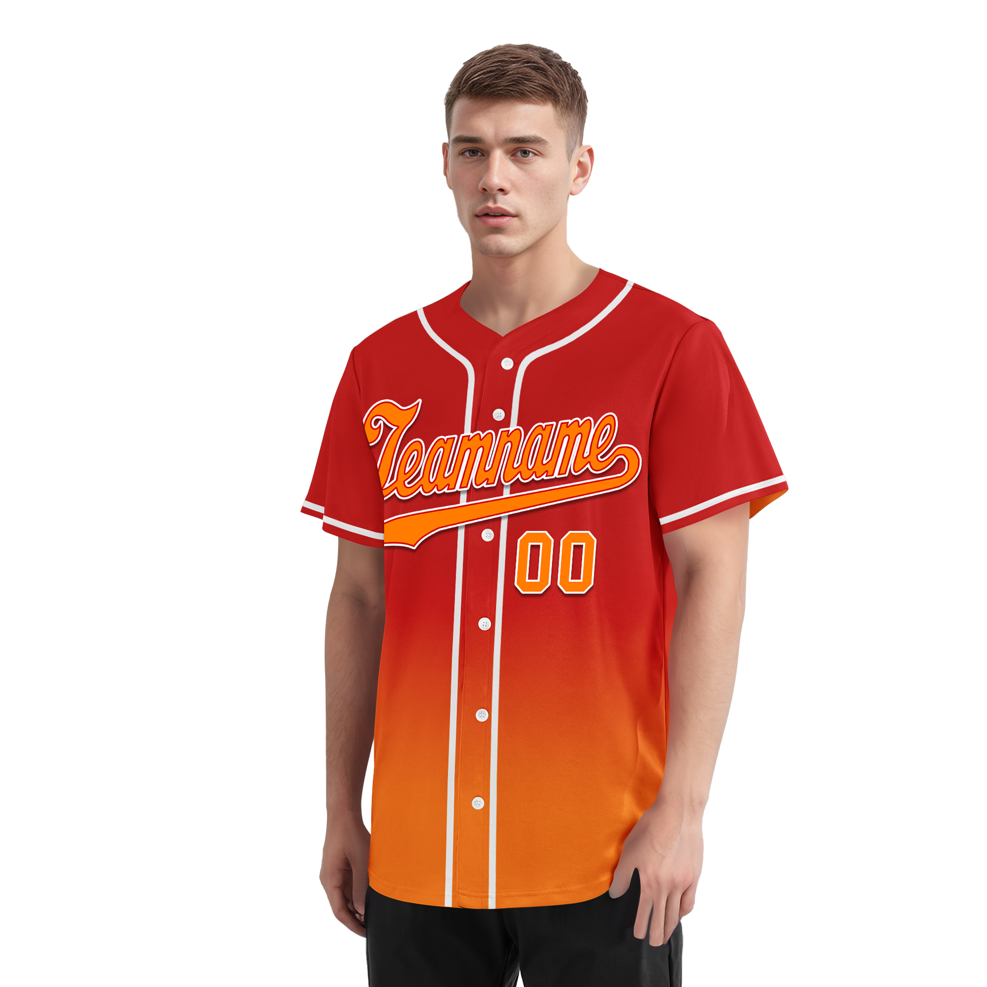 Custom Red Orange Fade Fashion Personalized Authentic Baseball Jersey BSBJ01-D0a70df