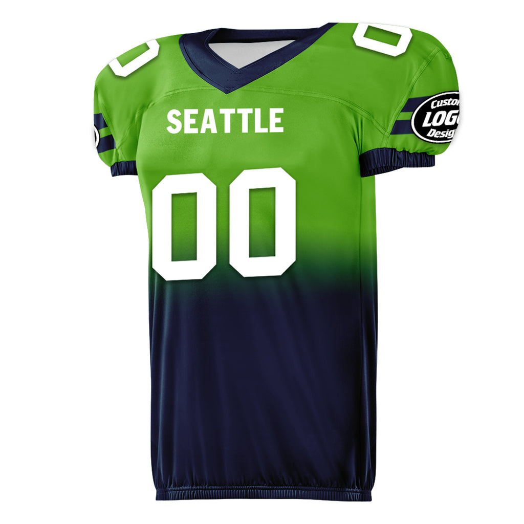 Custom Green Blue Fade Fashion Seattle High-Performance American Football Jersey FBJ06-D020252-27