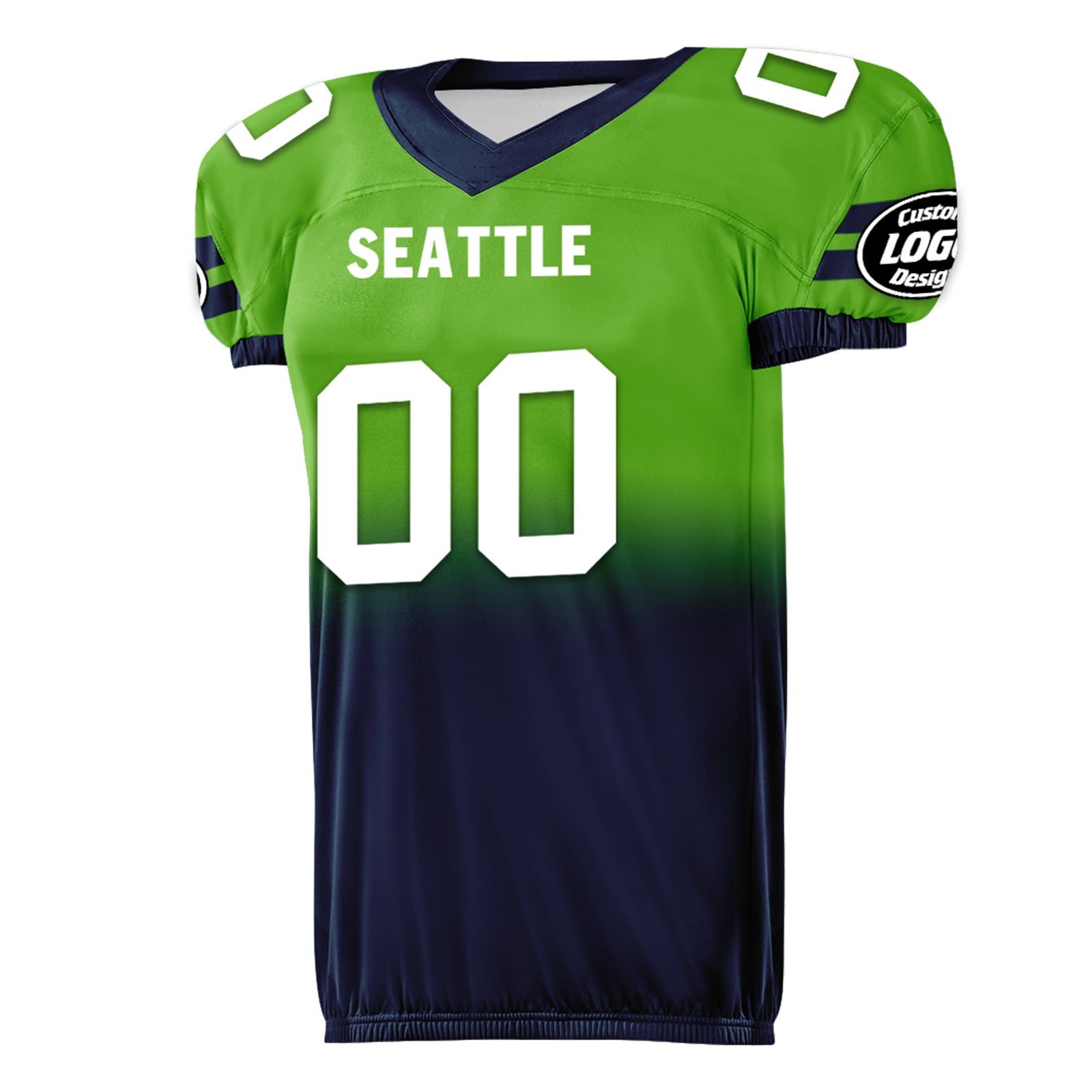 Custom Green Blue Fade Fashion Seattle High-Performance American Football Jersey FBJ06-D020252-27