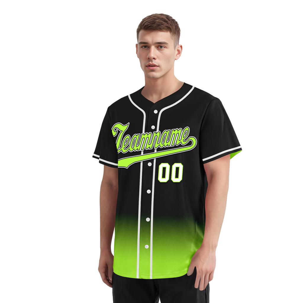 Custom Black Green Fade Fashion Personalized Authentic Baseball Jersey BSBJ01-D0a70e7