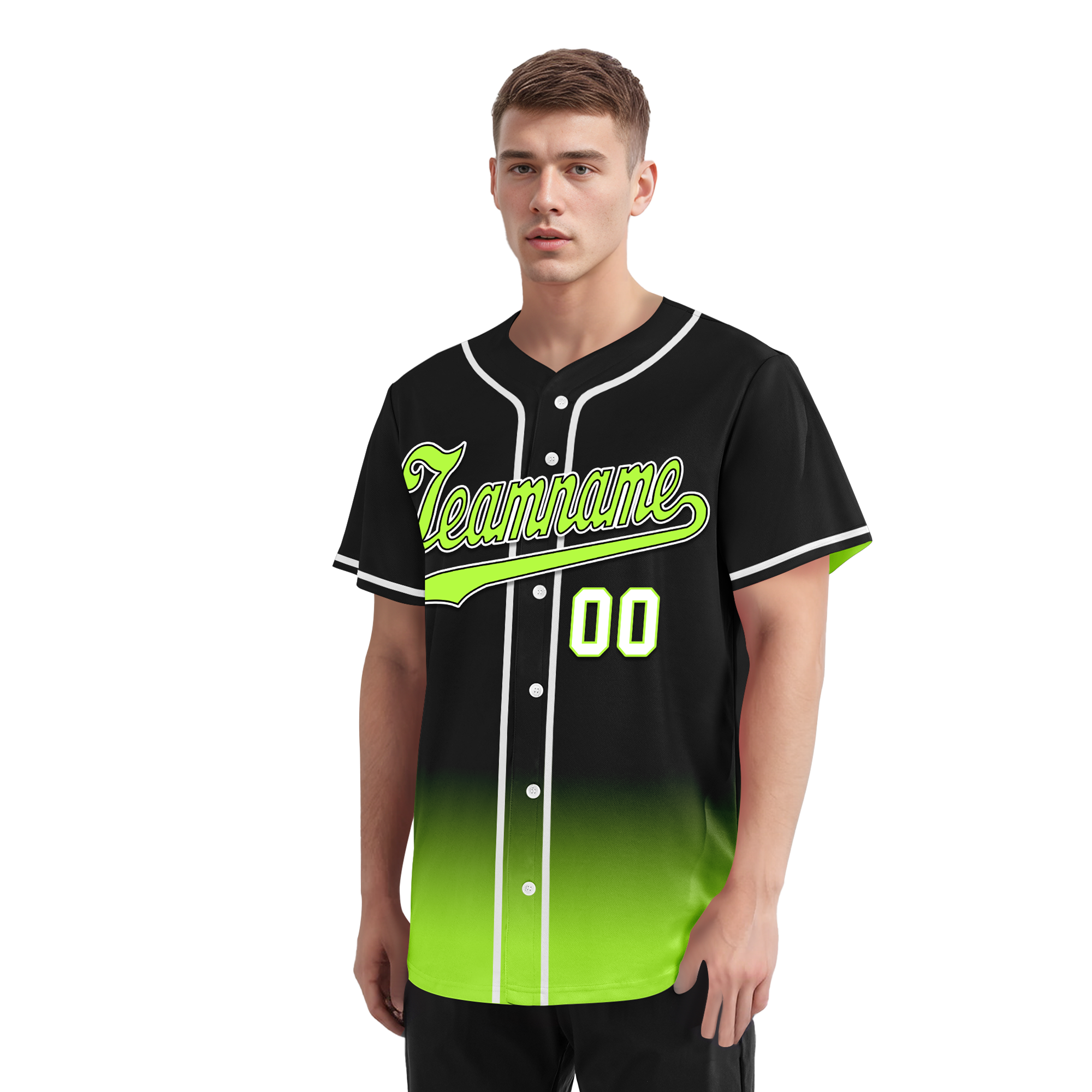 Custom Black Green Fade Fashion Personalized Authentic Baseball Jersey BSBJ01-D0a70e7