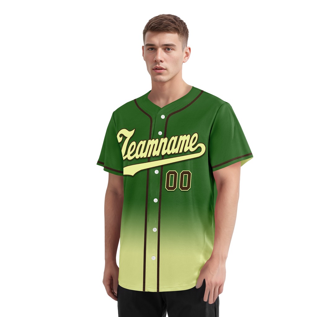 Custom Green Fade Fashion Personalized Authentic Baseball Jersey BSBJ01-D0a70f7