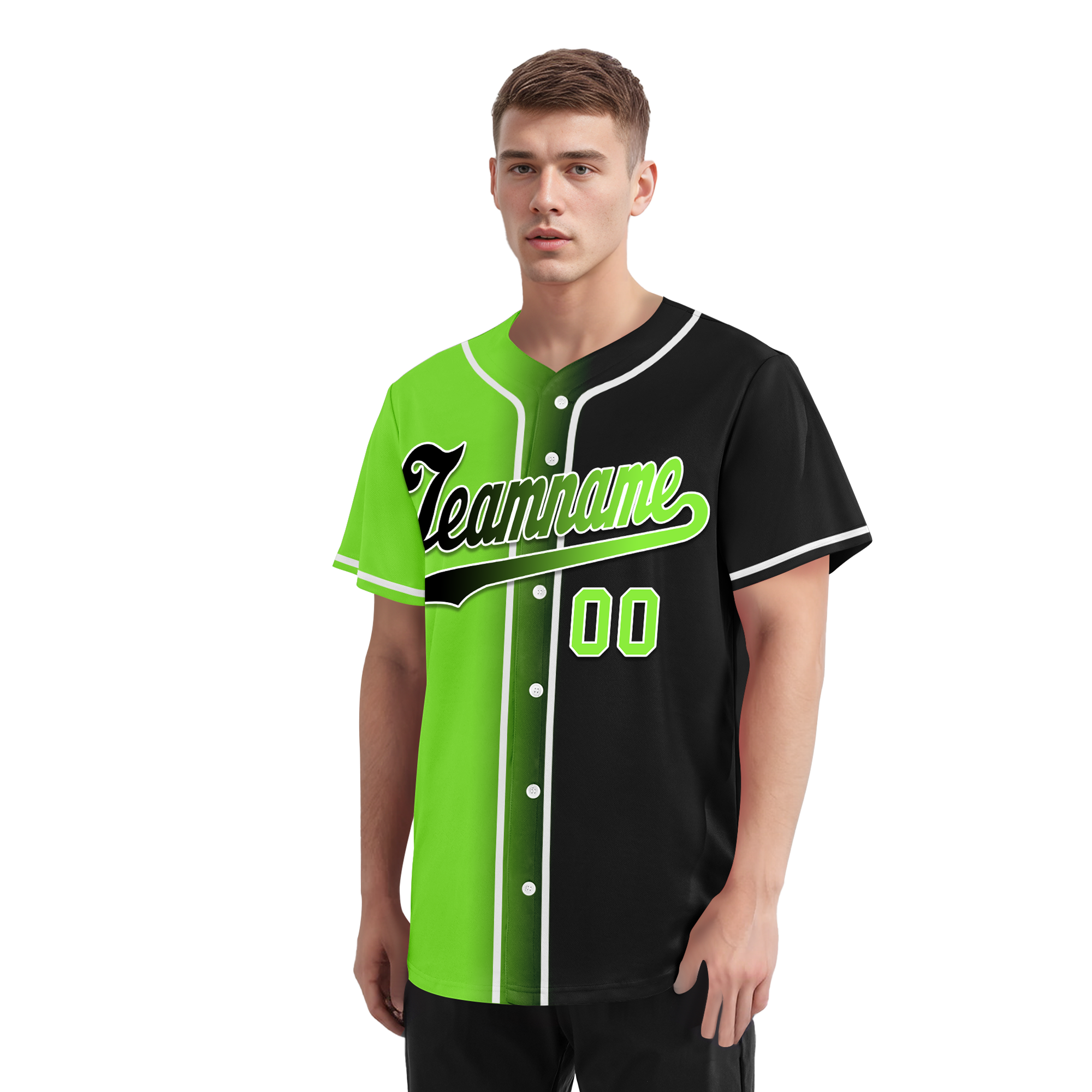Custom Green Black Gradient Fashion Personalized Authentic Baseball Jersey BSBJ01-D0a709c