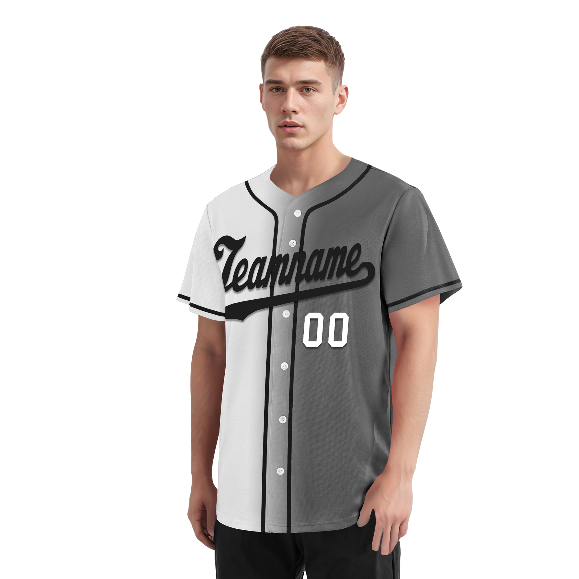 Custom White Grey Gradient Fashion Personalized Authentic Baseball Jersey BSBJ01-D0a7aaf