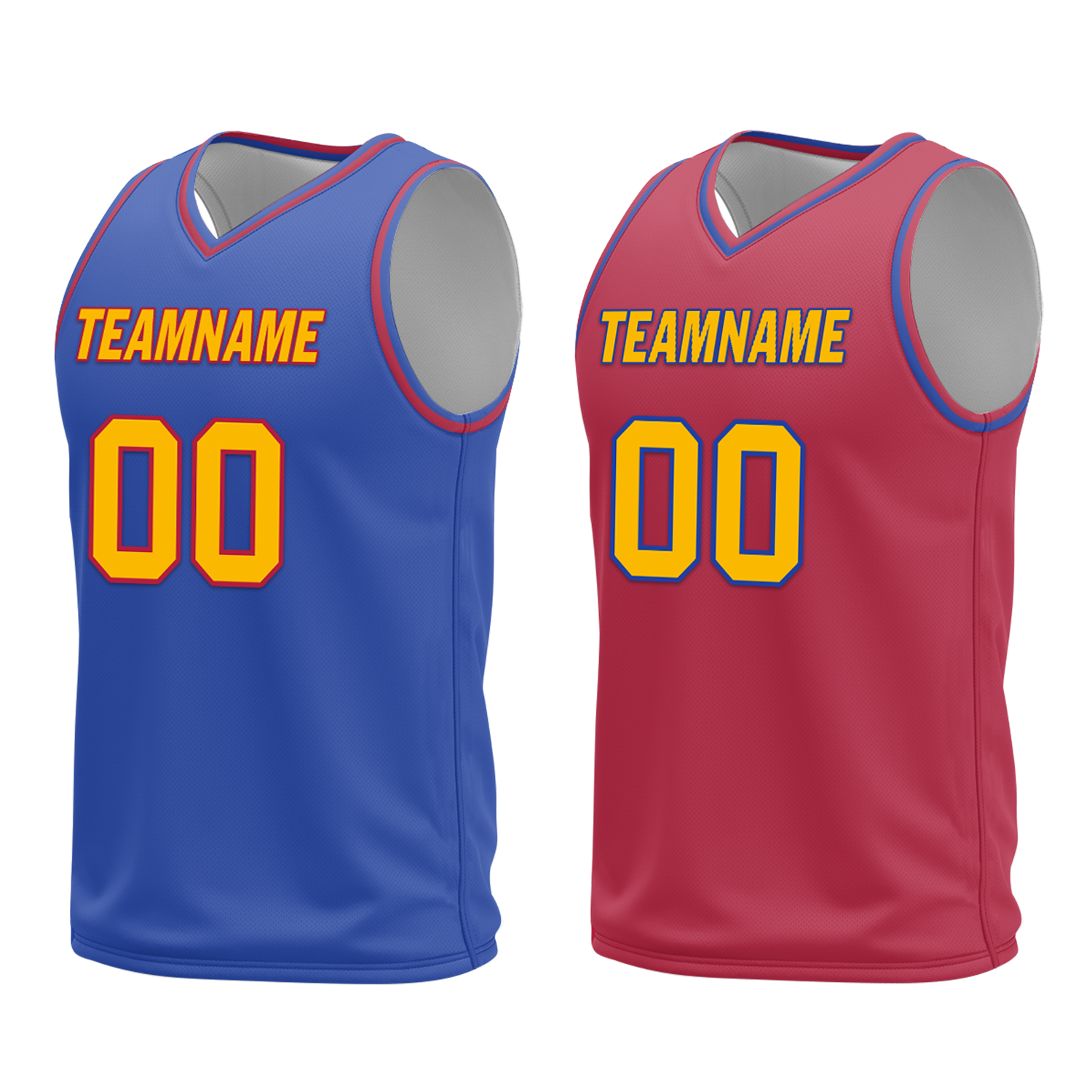 Custom Blue Red Classic Style Reversible Basketball Uniform Personalized COOLMAX BBJR-D017029