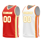Custom Red White Classic Style Reversible Basketball Uniform Personalized COOLMAX BBJR-D017027