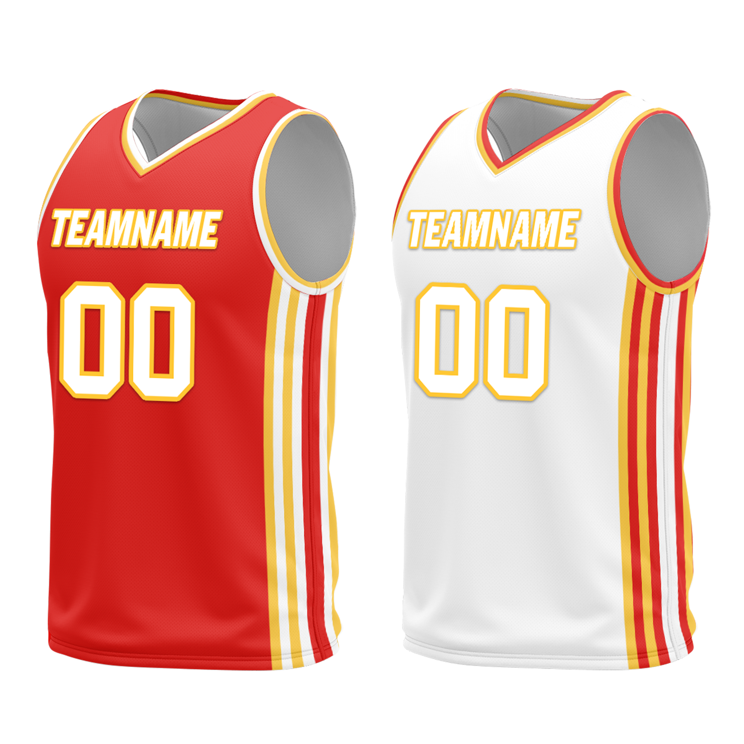 Custom Red White Classic Style Reversible Basketball Uniform Personalized COOLMAX BBJR-D017027