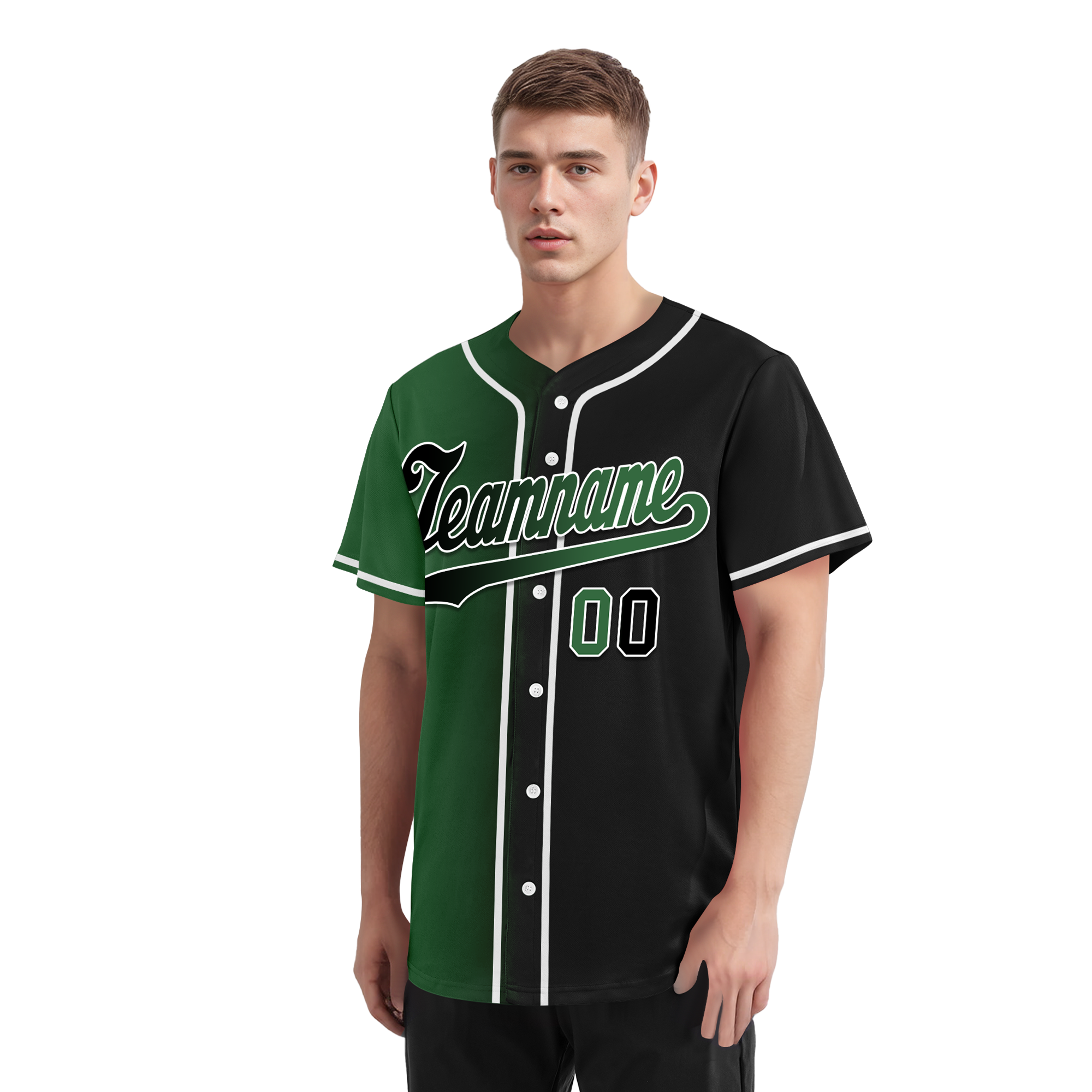 Custom Green Black Gradient Fashion Personalized Authentic Baseball Jersey BSBJ01-D0a707c