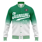 Custom Green White Fade Fashion Jacket Bomber Full-Snap Varsity Letterman Personalized Jacket FZ005-D020229-10