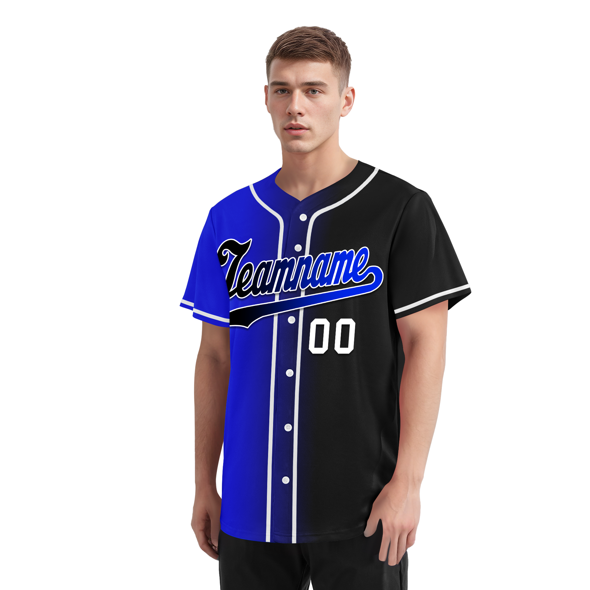 Custom Blue Black Gradient Fashion Personalized Authentic Baseball Jersey BSBJ01-D0a709e