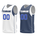 Custom White Blue Classic Style Reversible Basketball Uniform Personalized Ordinary BBJR-D017054