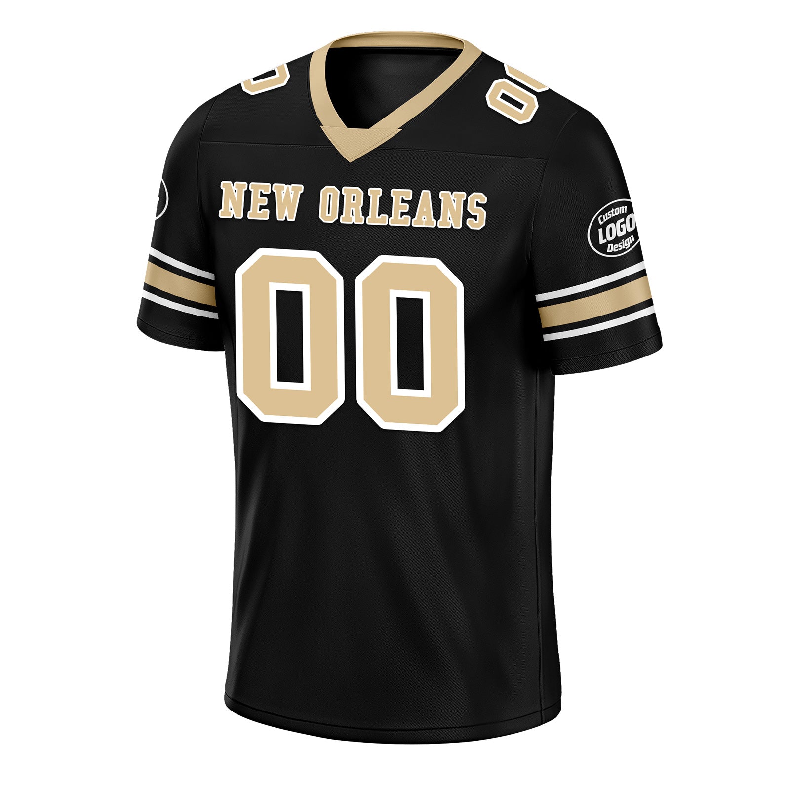 Custom Black Beige New Orleans Personalized Authentic Football Jersey FBJ02-D020256-10