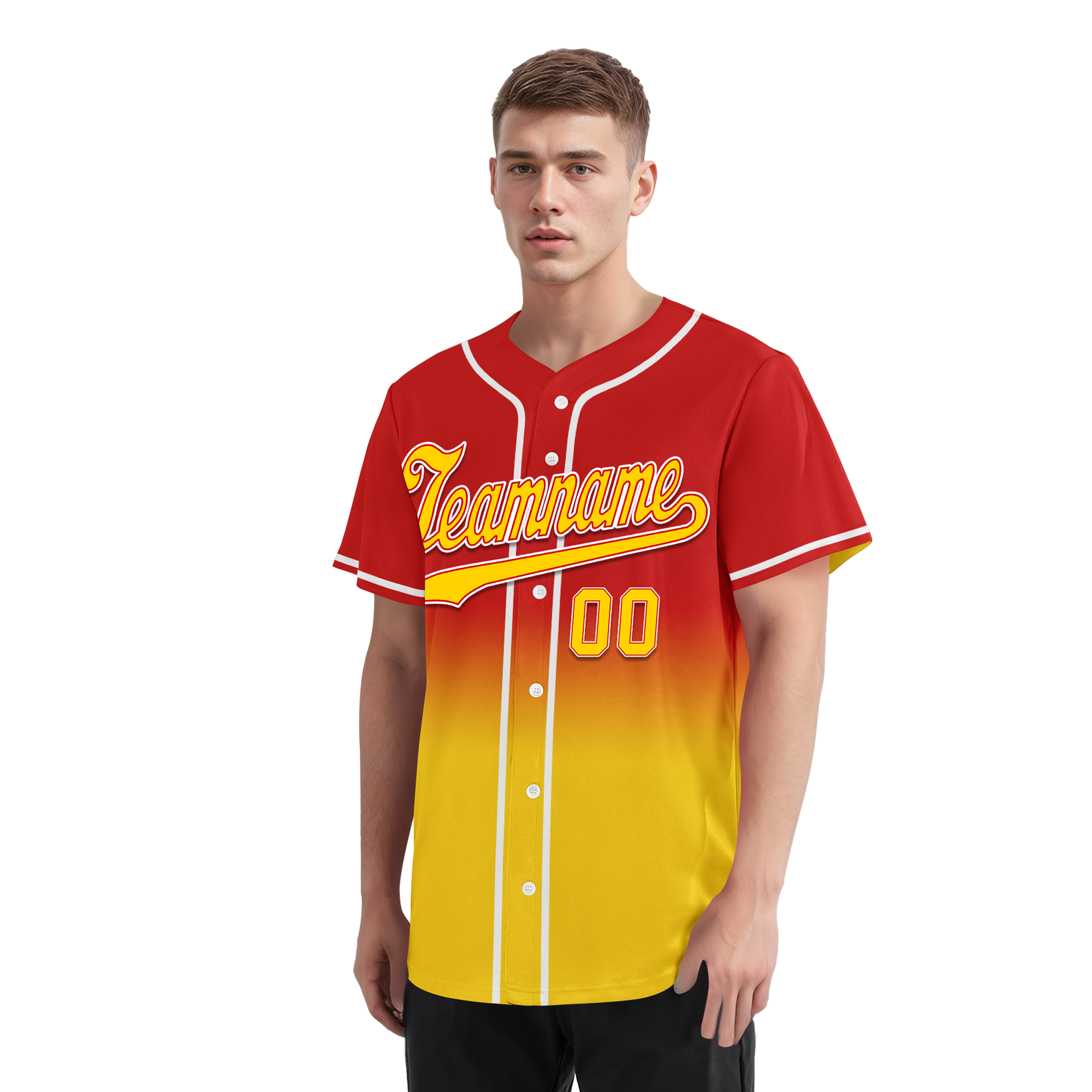 Custom Red Yellow Fade Fashion Personalized Authentic Baseball Jersey BSBJ01-D0a70d7