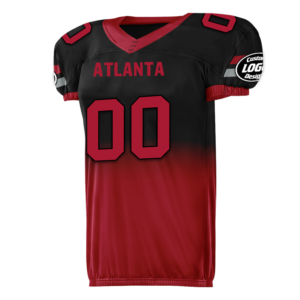 Custom Black Red Fade Fashion Atlanta High-Performance American Football Jersey FBJ06-D020252-3