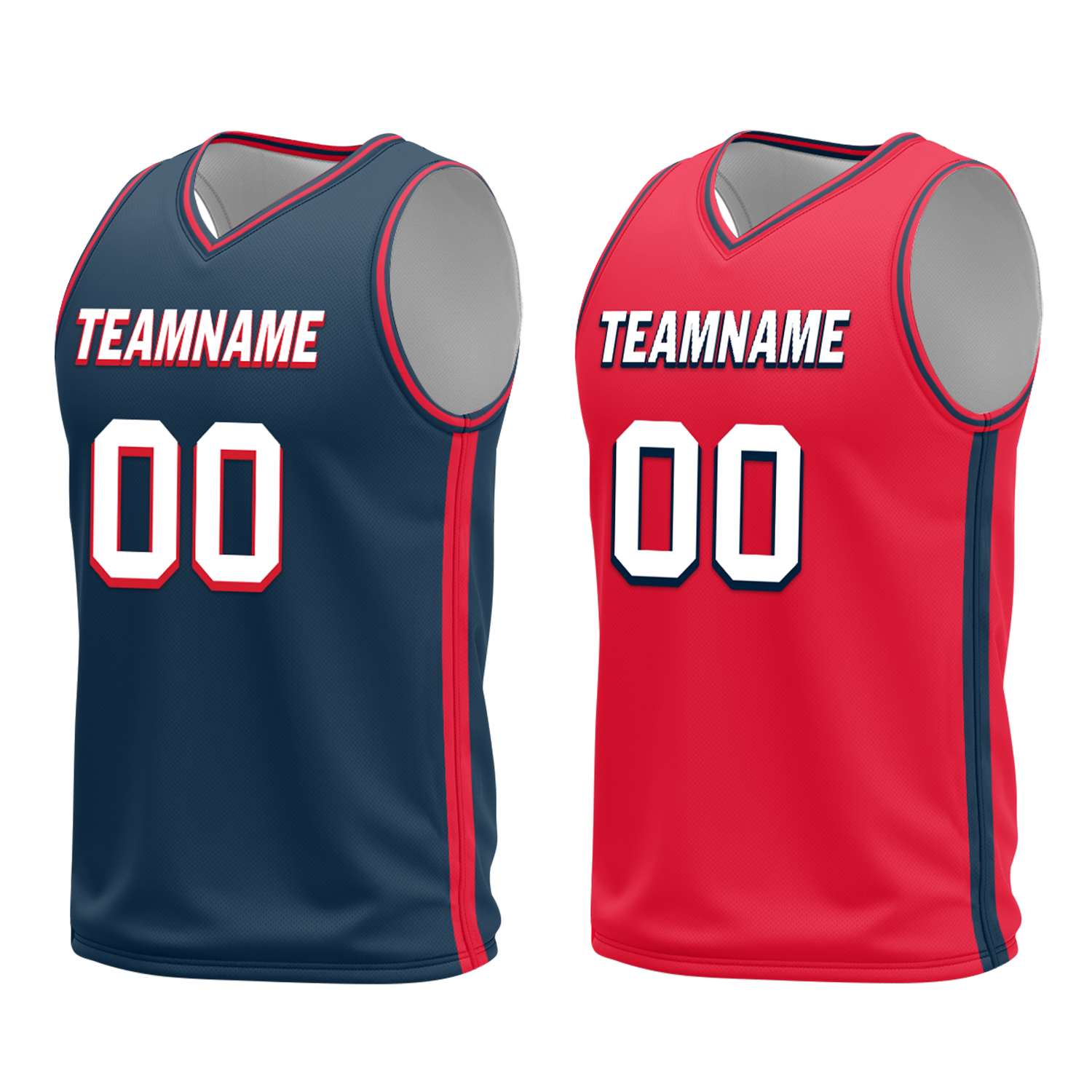 Custom Blue Red Classic Style Reversible Basketball Uniform Personalized COOLMAX BBJR-D017021