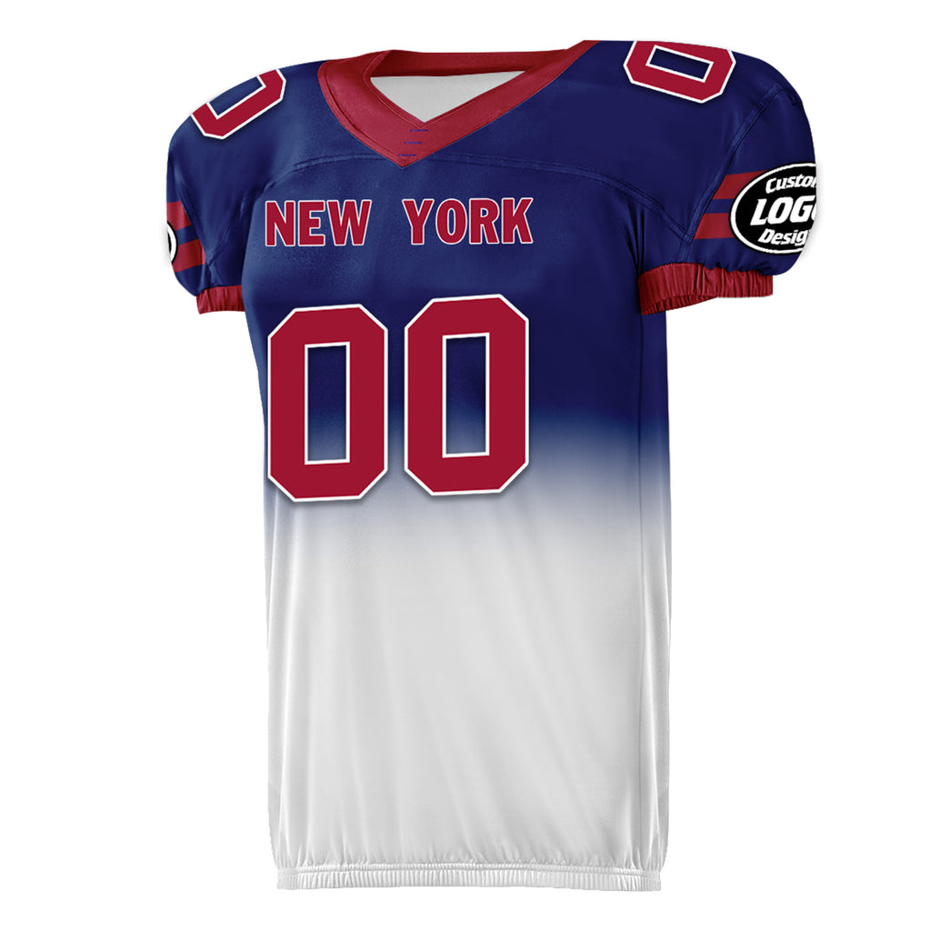 Custom Blue Red White Fade Fashion New York High-Performance American Football Jersey FBJ06-D020252-21