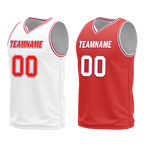 Custom White Red Classic Style Reversible Basketball Uniform Personalized Ordinary BBJR-D017041