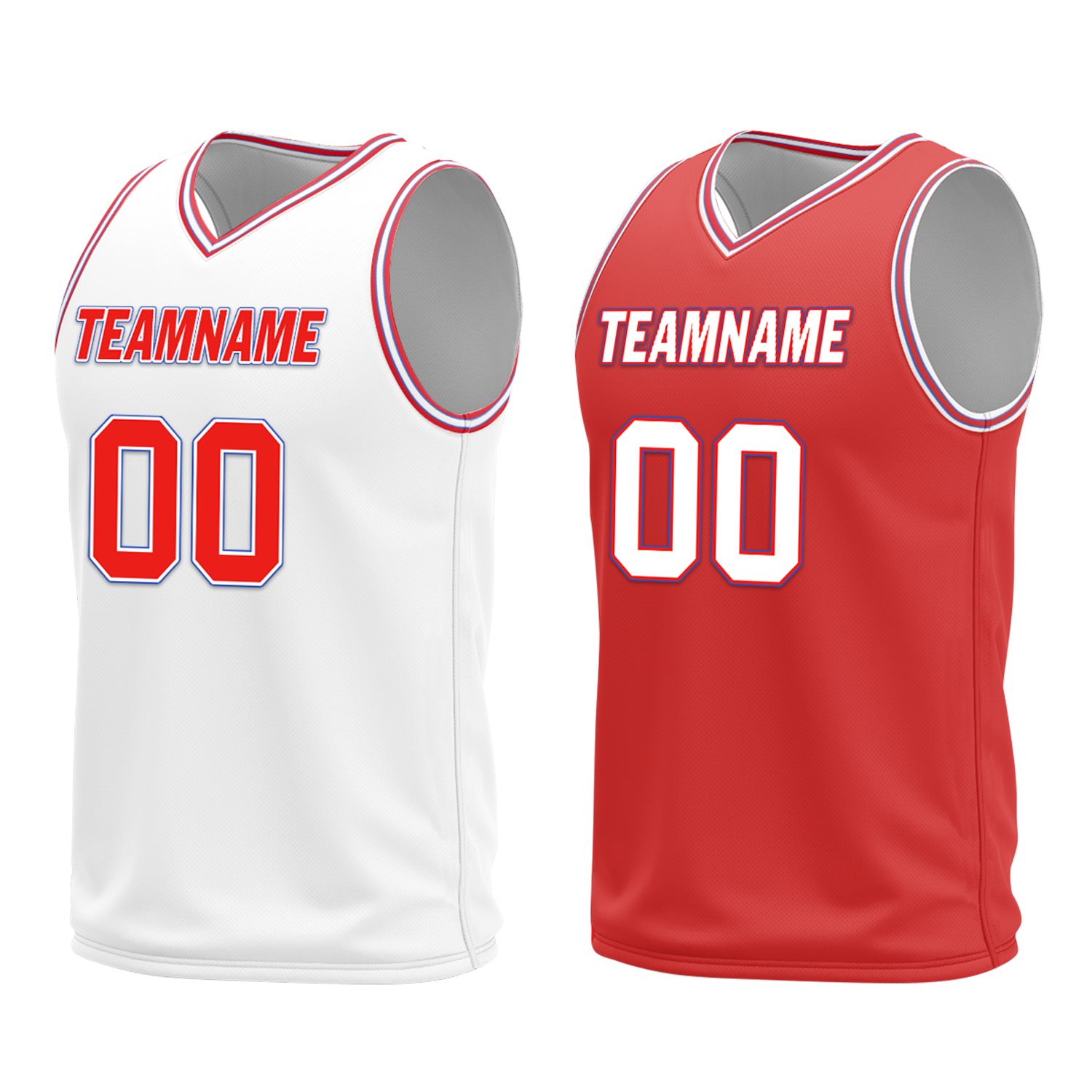 Custom White Red Classic Style Reversible Basketball Uniform Personalized Ordinary BBJR-D017041