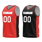 Custom Red Black Classic Style Reversible Basketball Uniform Personalized COOLMAX BBJR-D017042