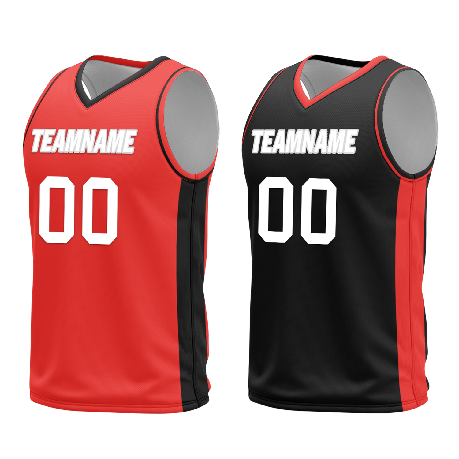 Custom Red Black Classic Style Reversible Basketball Uniform Personalized COOLMAX BBJR-D017042