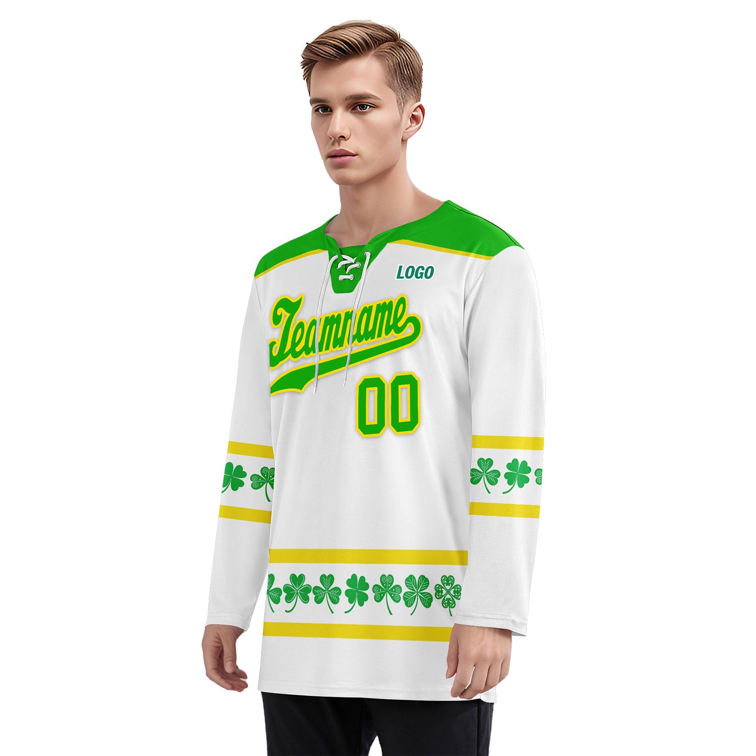 Custom Four-leaf clover Personalized Hockey Jersey HCKJ01-E0615-9