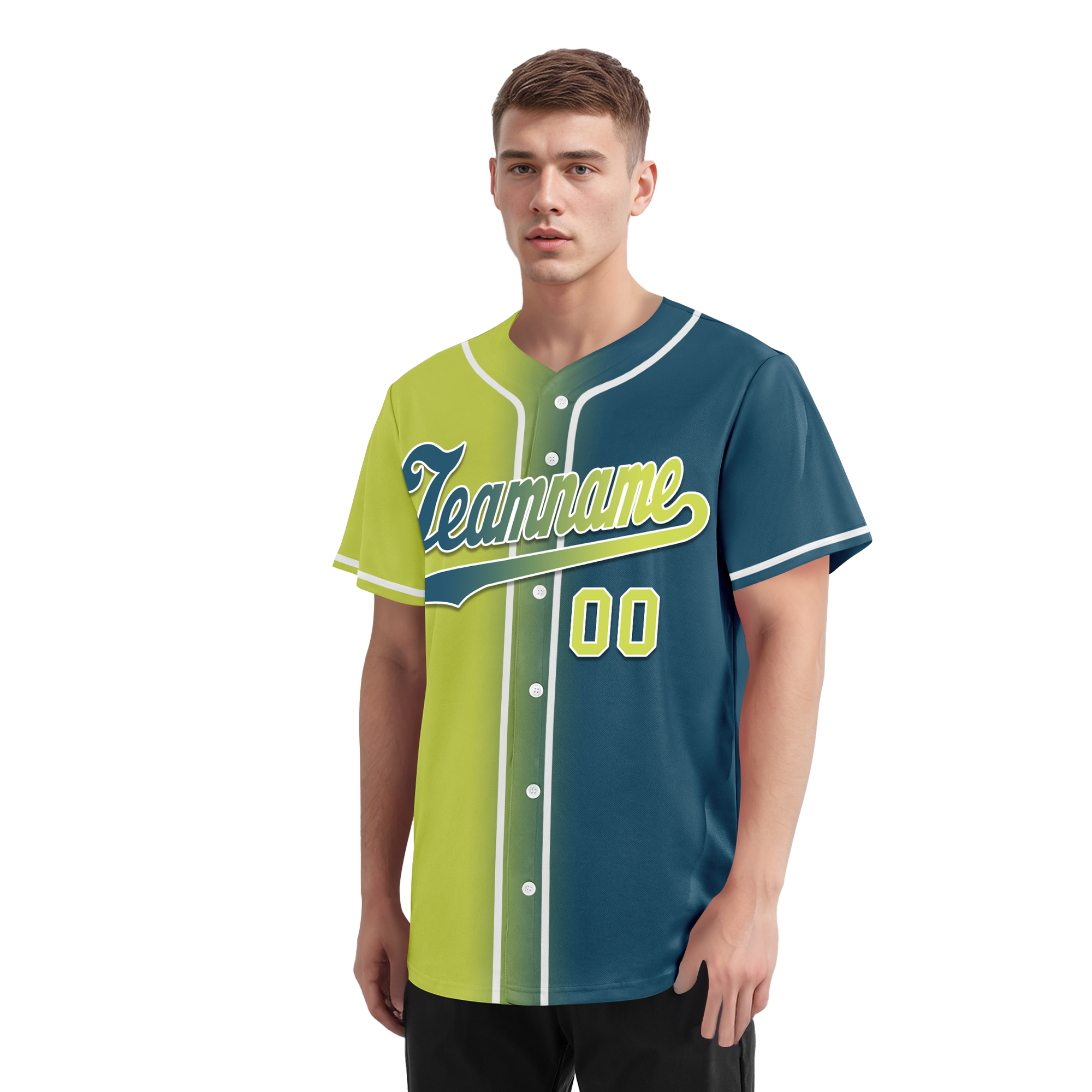 Custom Yellow Green Gradient Fashion Personalized Authentic Baseball Jersey BSBJ01-D0a709d