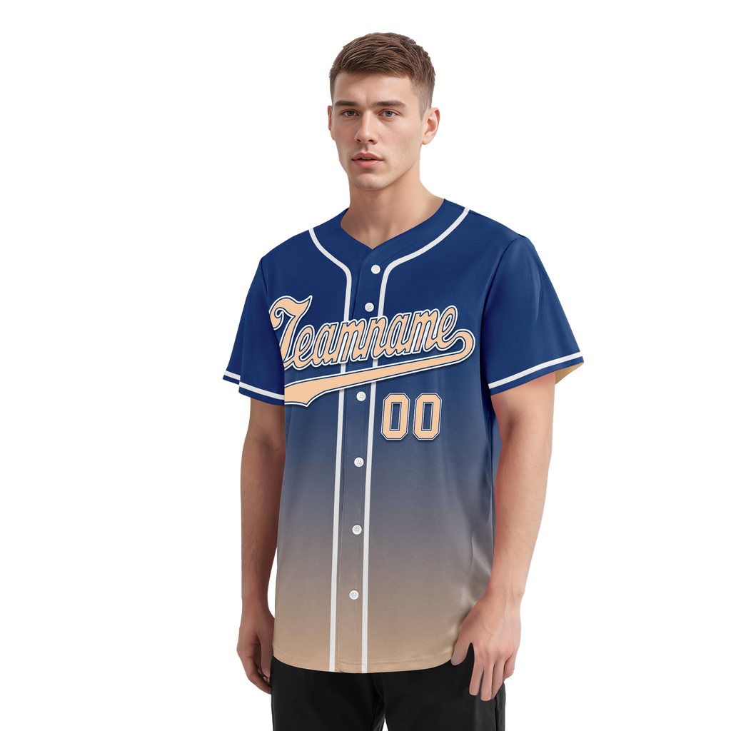 Custom Blue Beige Fade Fashion Personalized Authentic Baseball Jersey BSBJ01-D0a70da