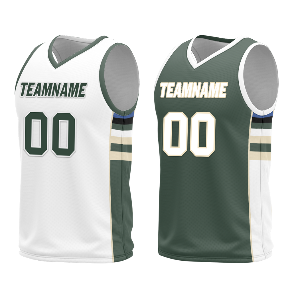 Custom White Green Classic Style Reversible Basketball Uniform Personalized Ordinary BBJR-D017010