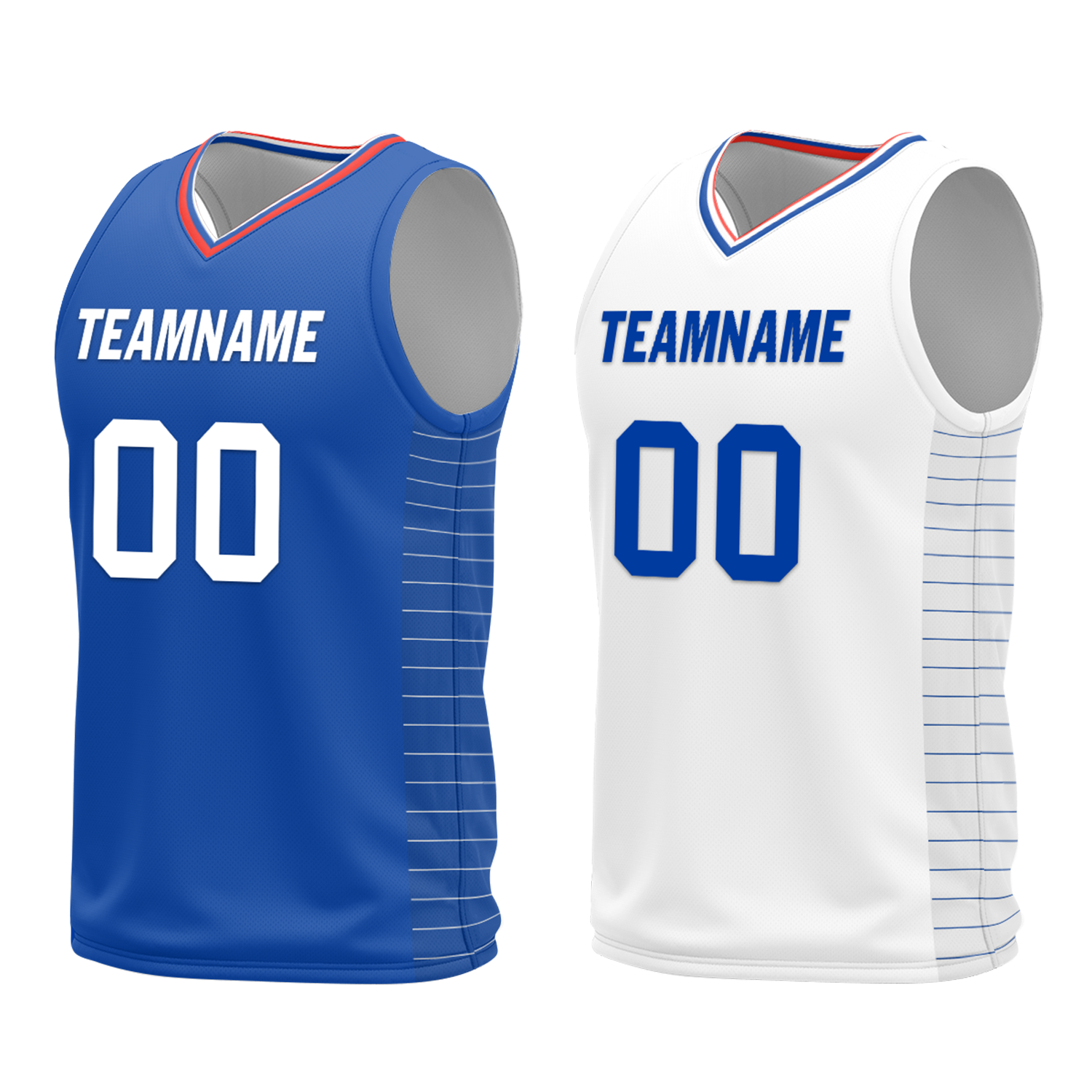 Custom Blue White Classic Style Reversible Basketball Uniform Personalized COOLMAX BBJR-D017031
