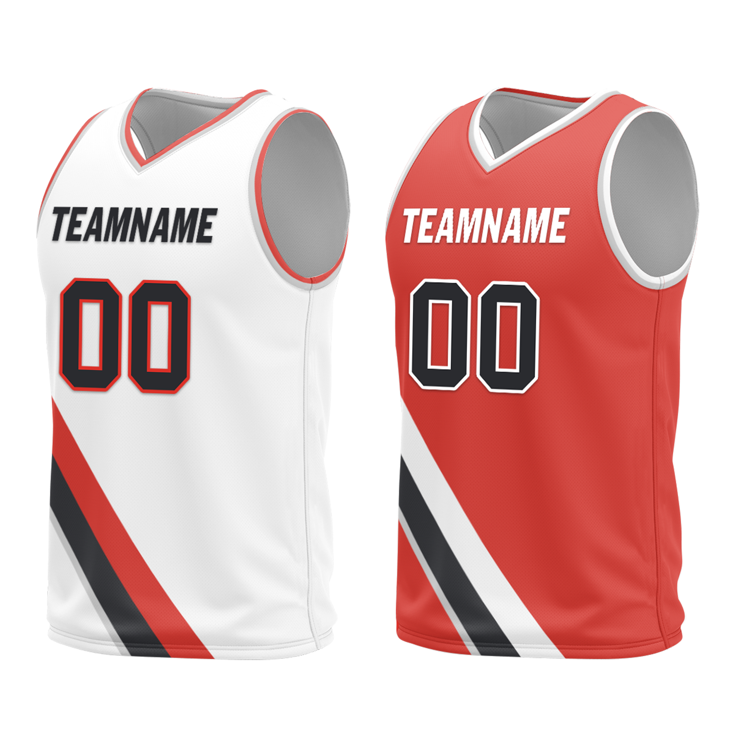 Custom White Red Classic Style Reversible Basketball Uniform Personalized COOLMAX BBJR-D017037