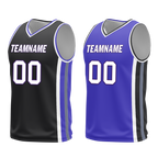 Custom Black Blue Classic Style Reversible Basketball Uniform Personalized COOLMAX BBJR-D017036