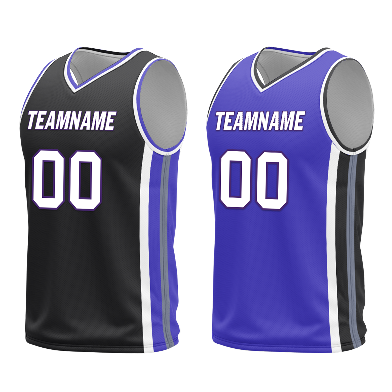 Custom Black Blue Classic Style Reversible Basketball Uniform Personalized COOLMAX BBJR-D017036