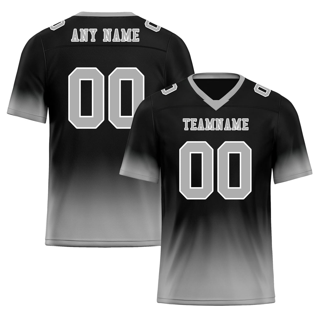 Custom Gray Black Fade Fashion Personalized Authentic Football Jersey FBJ02-D06083