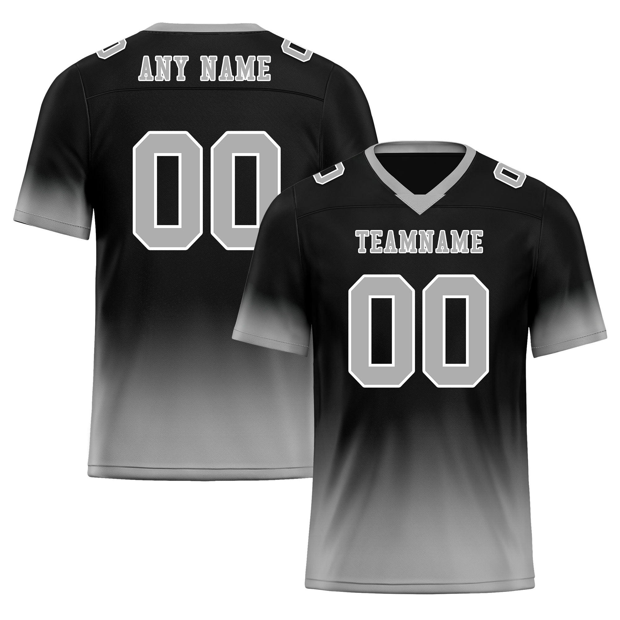 Custom Gray Black Fade Fashion Personalized Authentic Football Jersey FBJ02-D06083