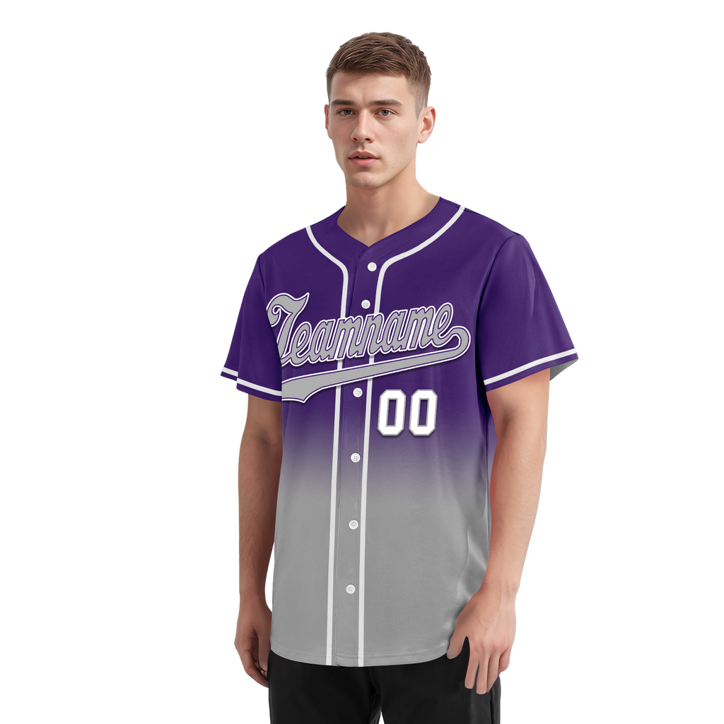 Custom Purple Grey Fade Fashion Personalized Authentic Baseball Jersey BSBJ01-D0a70cd