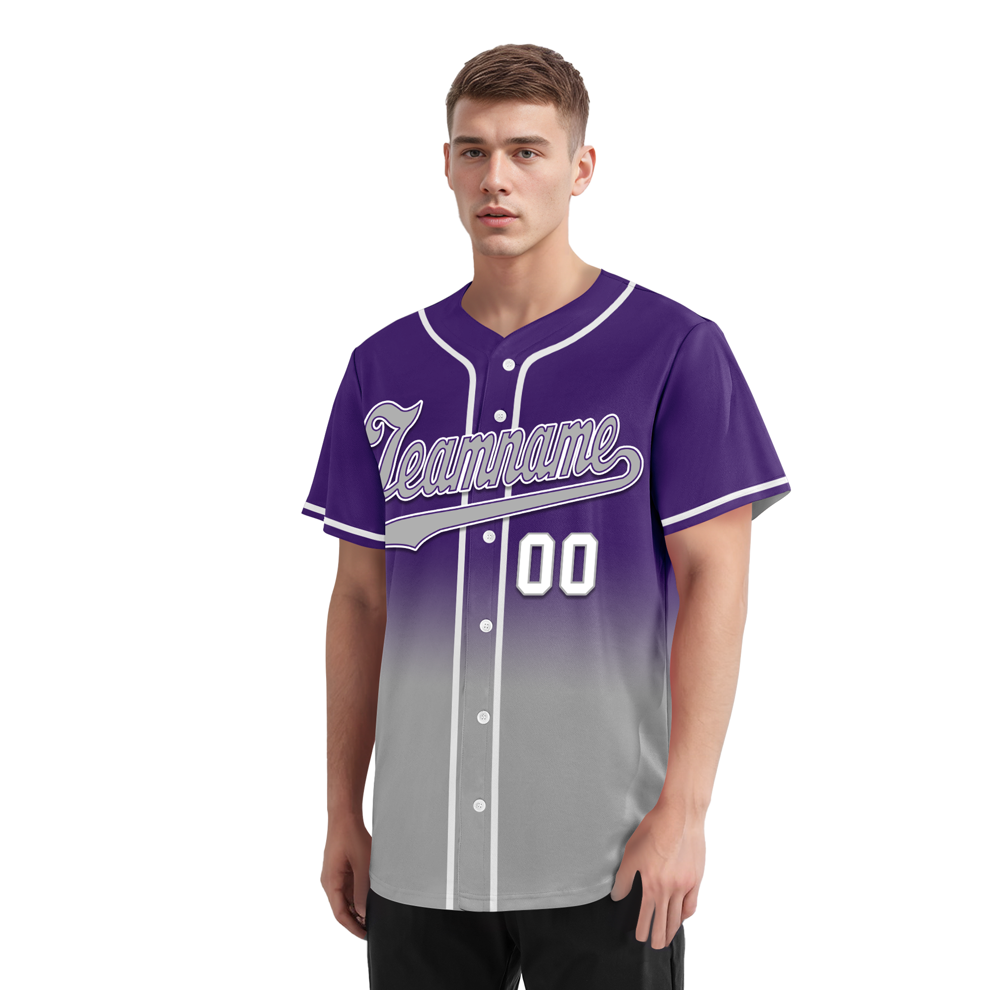 Custom Purple Grey Fade Fashion Personalized Authentic Baseball Jersey BSBJ01-D0a70cd