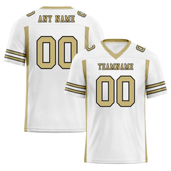 Custom White Gold Striped Sleeves Personalized Authentic Football Jersey FBJ02-D06069