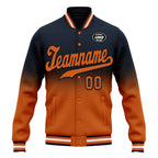 Custom Blue Orange Fade Fashion Jacket Bomber Full-Snap Varsity Letterman Personalized Jacket FZ005-D020229-8