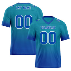 Custom Dark Teal Blue Fade Fashion Personalized Authentic Football Jersey FBJ02-D06101