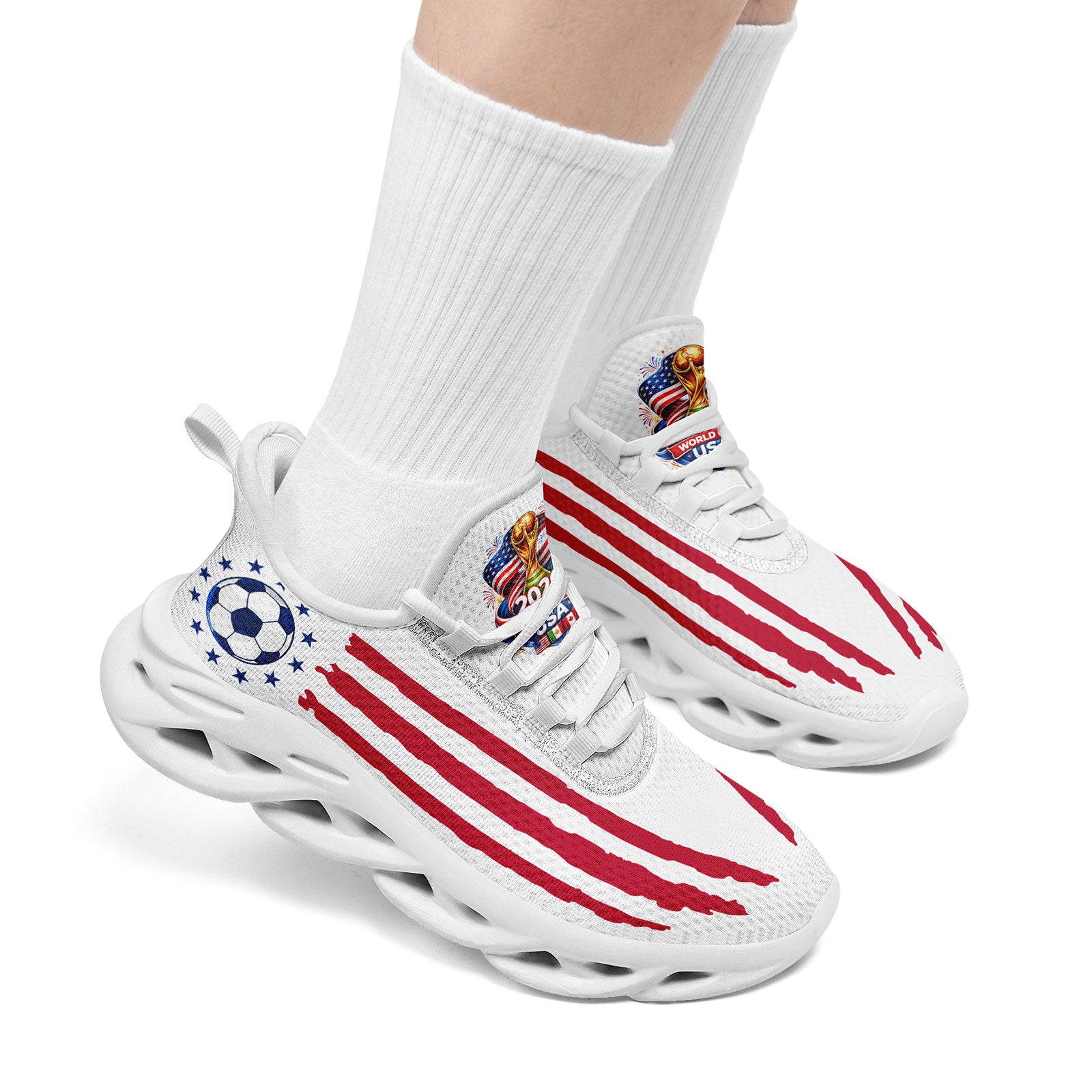 Custom United States 2026 World Cup Sneakers DIY Country Flag Running Shoes Lightweight Sport Shoes Gift for Football Fans Personalized Team Name and Logo FN003-F028035-2