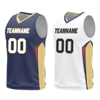 Custom Blue White Classic Style Reversible Basketball Uniform Personalized COOLMAX BBJR-D017050
