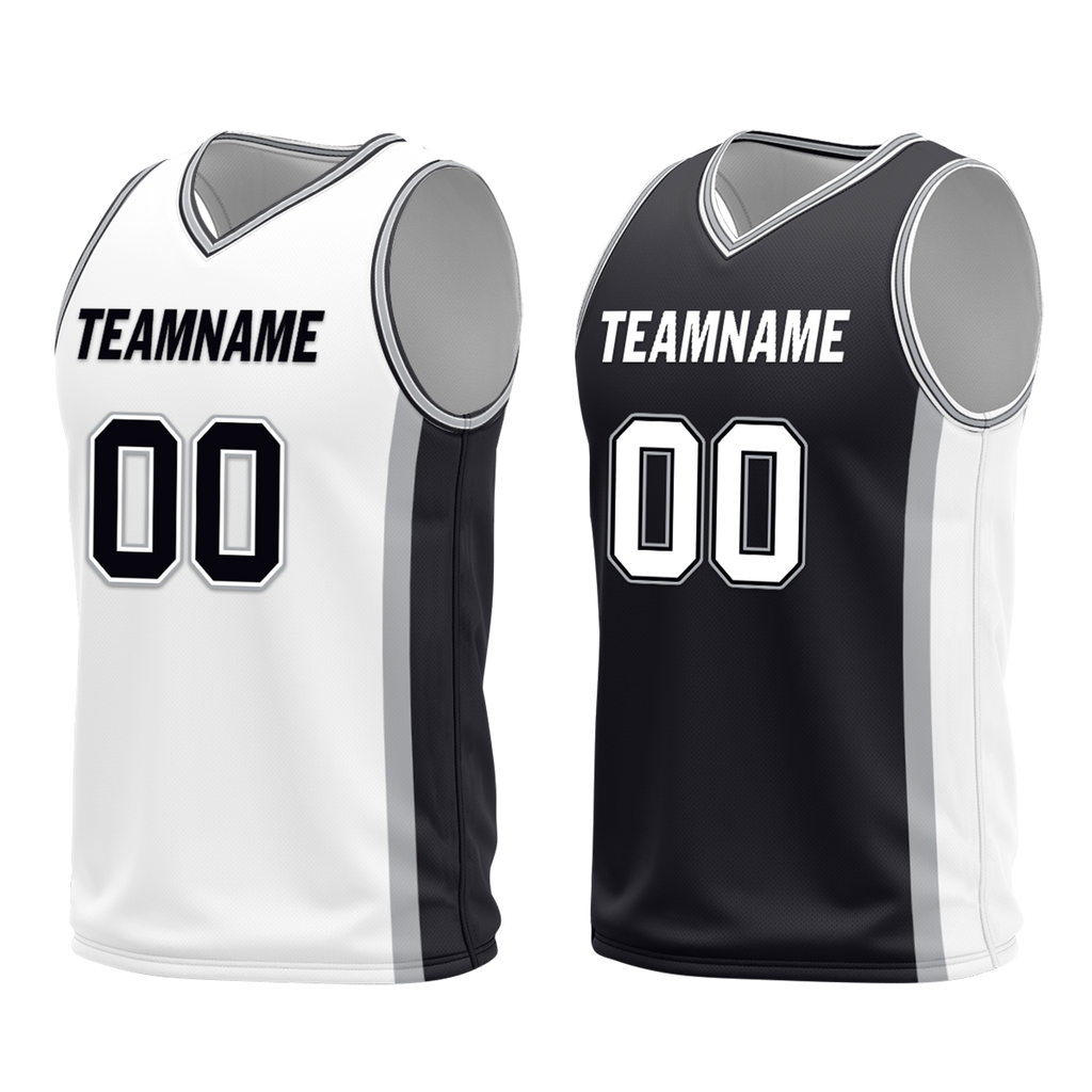 Custom White Black Classic Style Reversible Basketball Uniform Personalized Ordinary BBJR-D017051